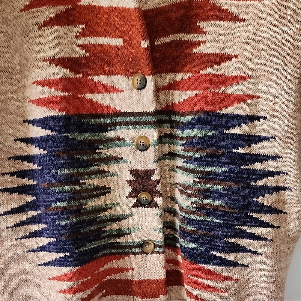 Lucky Brand Aztec Southwestern Oversized Cotton Cardigan Small - Picture 12 of 15